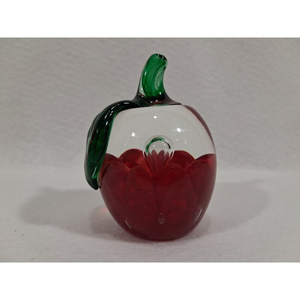 Vintage Joe Rice Hand Blown Art Glass Large Apple Paperweight dated 1991